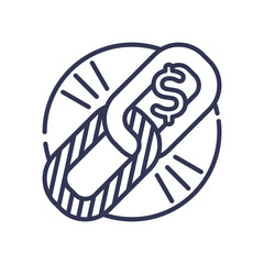 A chain link with a dollar sign symbolizes financial connectivity and economic links.