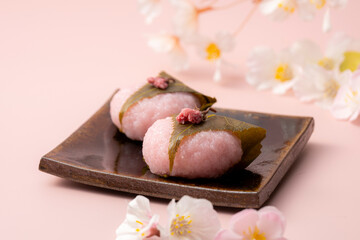 桜色が可愛い桜餅