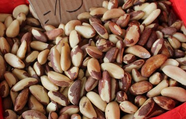 Background of peeled brazilian nuts , Brazil nut - Image