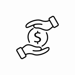Hand receiving money icon vector sign