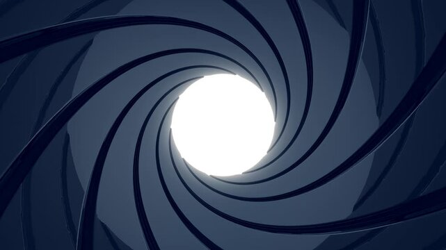 Barrel of a gun seen from the inside. Espionage concept