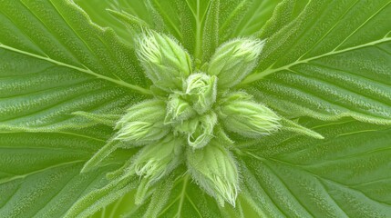 Cannabis Plant Close-Up: Budding Growth
