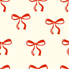 Charming red bow pattern perfect for children cute designs. Vector illustration