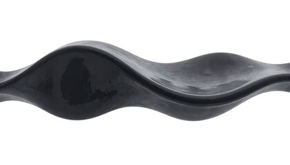 Abstract Black Glossy Wavy Shape with transparent background