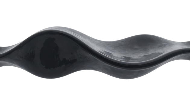 Abstract Black Glossy Wavy Shape with transparent background