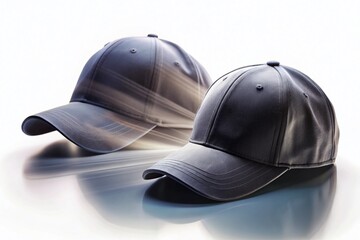 Obraz premium Two Classic Black Baseball Caps - Long Exposure Stock Photo PNG