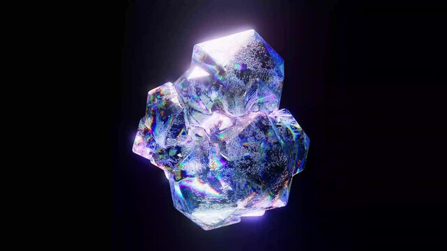 3D Render of rotating crystal with beautiful reflections