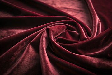 Obraz premium Luxurious deep red velvet fabric with rich texture and smooth folds, perfect for a rich background or elegant design