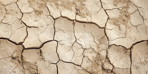 Fototapeta premium Cracked dry soil background with a natural texture and copy space