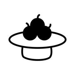 illustration of fruits or apple on plate in the kitchen  in vector doodle line art style. High resolution and editable icon set perfect for symbol, logo, design element or poster