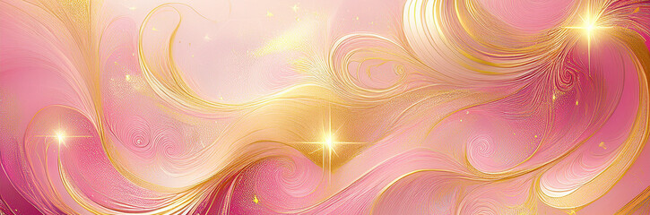 Mystical gold and pink abstract background with swirling patterns. mystical gold and pink abstract background. Vibrant wallpaper bright to soft white