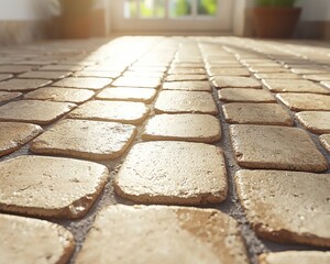 Sunlight on a stone pavement