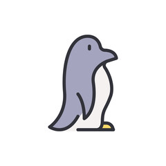 Penguin colored icons, minimalist vector illustration ,simple transparent graphic element .Isolated on white background