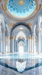 Obraz premium Elegant architectural interior with ornate design and reflective floor.