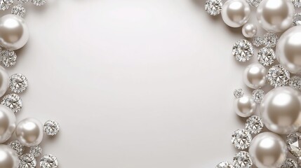 Elegant arrangement of pearls and diamonds on a soft background.