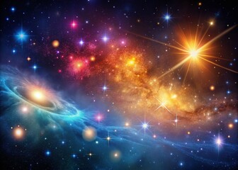 Vibrant Cosmic Nebula: Glowing Stars and Celestial Bodies in Deep Space