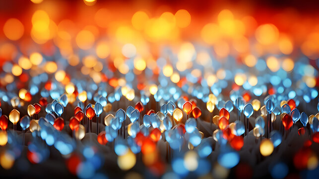 A bunch of lights creating a colorful display representing energy dynamics in quantum chromodynamics and their visual impact.