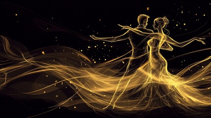 Elegant dancers in golden light, capturing the essence of movement.