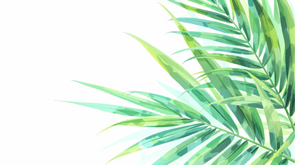 Watercolor pattern green leaves on white background