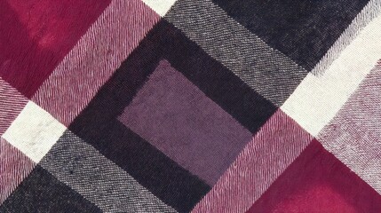 Generative AI, Classic plaid flannel fabric with red, navy, and white tones