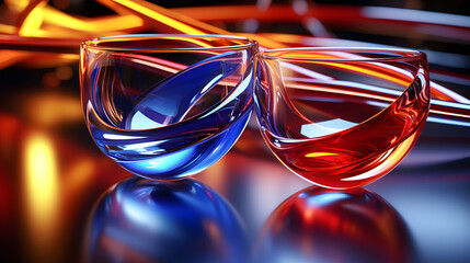 Two elegant glasses positioned on a table creating a minimalist yet sophisticated scene perfect for celebrations or artistic photography.