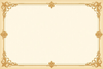 beige background with a gold frame and swirls