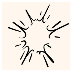 Comic speed line effect element. Anime manga boom and burst radial action. Sketch of explosion with motion spark and energy trai