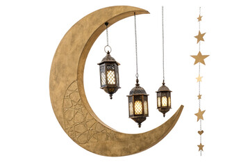 crescent moon and lamp isolated PNG