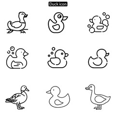 Duck vector art icon set. on white background. use for web and app, logo design.