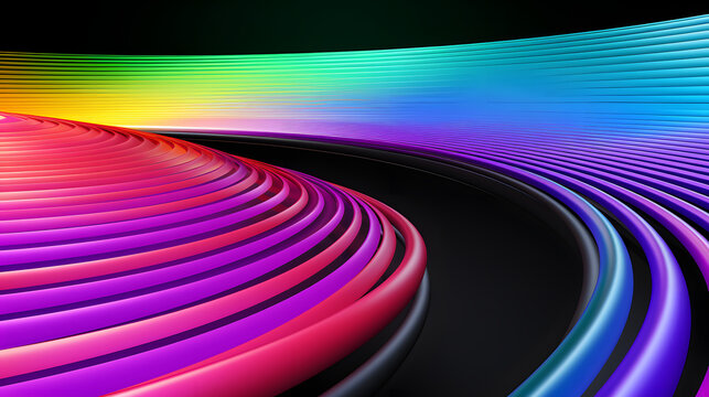 Rainbow colored wave depicting an artistic representation of particles in quantum gravity context with fluid dynamics and vibrant colors.