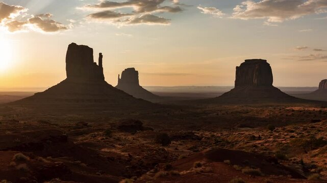 Monument Valley Sunrise View Time Lapse Zoom In Arizona Southwest USA