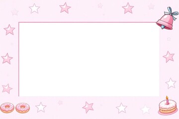 pink birthday card with a cake and donuts