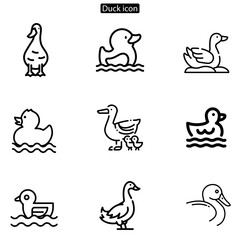 Duck vector art icon set. on white background. use for web and app, logo design.