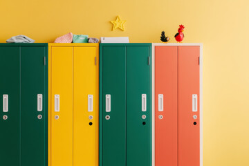 Colorful lockers in a school or kindergarten setting