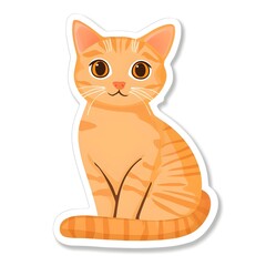 Obraz premium Whiskered Wonder: A charming orange tabby cat illustration with a cheerful disposition, sitting prettily with curious expression.