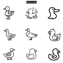 Duck vector art icon set. on white background. use for web and app, logo design.