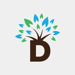 D Letter Tree Symbol Health Care Logo Design