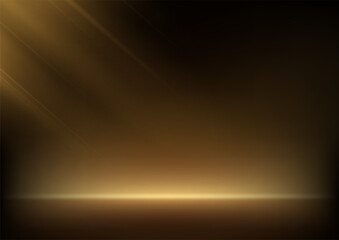 Empty dark gold studio background space for selling products, backdrop, wallpaper, background, text. Vector illustration.