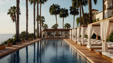 Fototapeta premium Luxury Resort with Infinity Pool and Ocean View