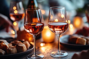 Cozy Italian Dinner Party with Wine and Friends in a Beautiful Autumn Setting