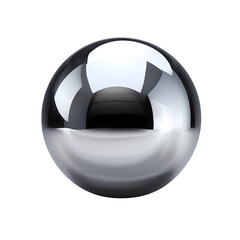 Reflective Silver Sphere. 3D Metal Ball on Transparent Background