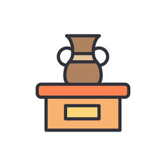 Art gallery colored icons, minimalist vector illustration ,simple transparent graphic element .Isolated on white background