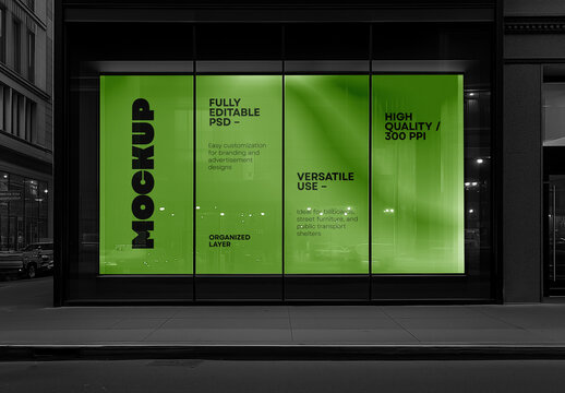 Large Storefront Window Banner Mockup &ndash; Daylight Glass Billboard for Outdoor Retail Advertising