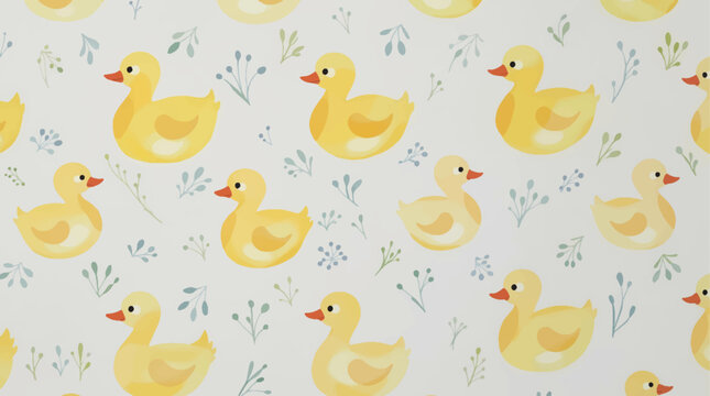 Watercolor pattern duck white background vector