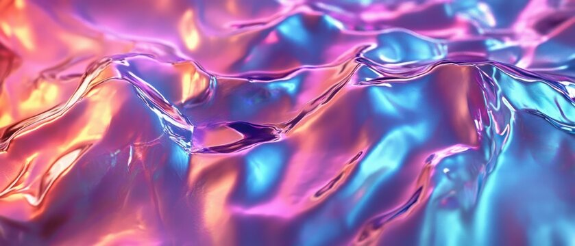 Iridescent Foil Texture with Vibrant Gradient Colors and Reflective Surfaces