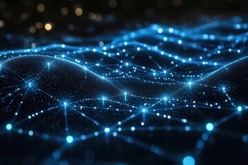 Obraz premium Abstract Digital Network with Blue Connecting Dots