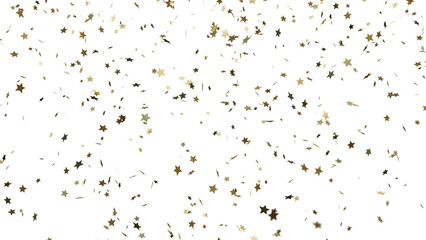 Golden Star Confetti On Transparent Background, 3D rendered illustration