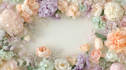 Pastel Flower Frame: Beautiful Floral Arrangement
