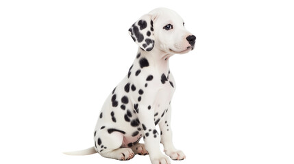 Dalmatian Puppy Sitting Isolated on White Background on a transparent background
