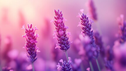 A serene close-up of blooming lavender flowers showcasing vibrant purple hues and a soft, dreamy background.
